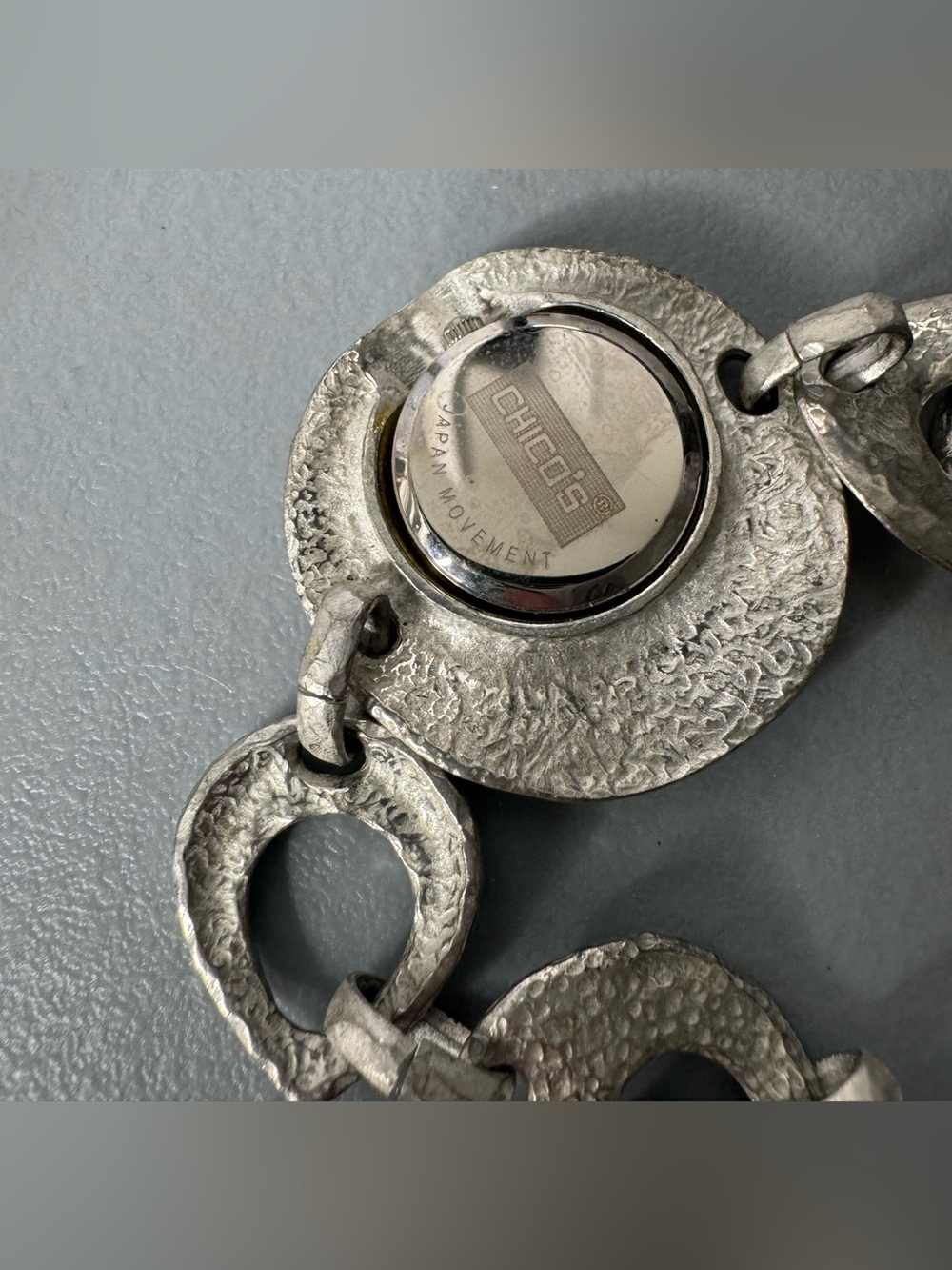 Chico's Hammered Silver-Tone Link Watch Bracelet vintage style - Picture 4 of 4